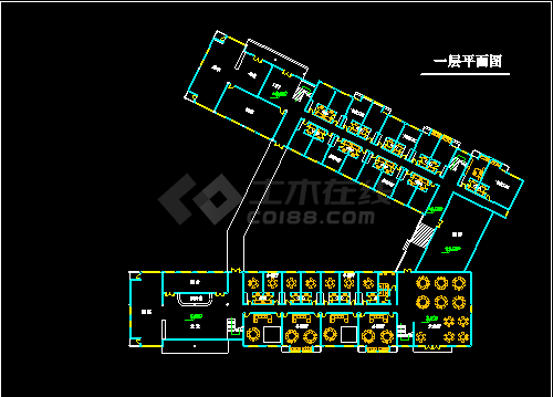 某市大酒店建筑CAD施工设计平面图-图二
