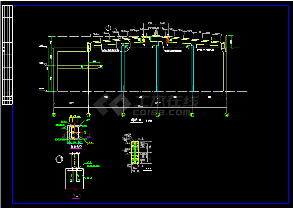 劳斯莱斯钢展厅结构施工设计CAD方案全套图-图二