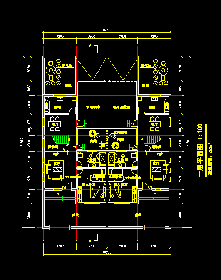 多层住宅建筑设计施工CAD总体平面图-图二