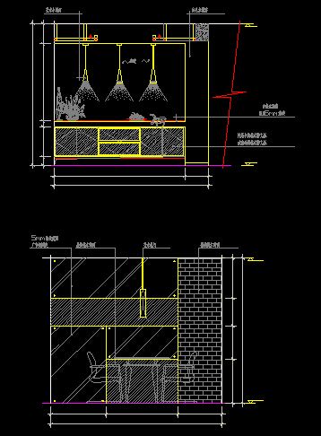 某餐厅区装饰墙及酒架造型立面CAD详情图-图二