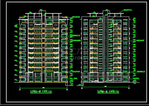 小高层住宅楼建筑设计CAD全套施工图-图二