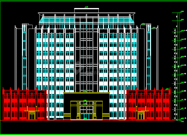 办公大楼建筑cad平面设计装修图纸-图二