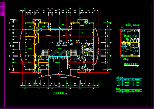 小区会所建筑施工设计CAD平面布置图-图二
