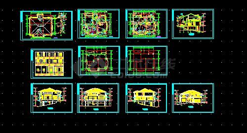 两层别墅建筑施工cad设计方案图纸-图一