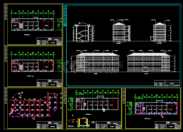 三层办公楼建筑设计以及全套采暖系统设计cad施工图-图一