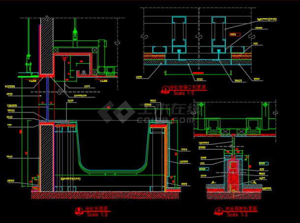 某地标准房卫生间立面设计CAD详图-图二