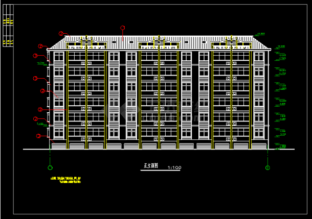 某小区六层住宅楼建筑设计CAD平立面施工图-图二