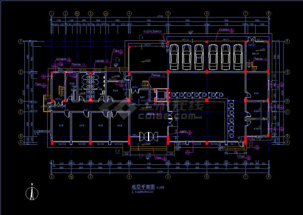 某市独栋办公楼cad立面建筑施工图-图二