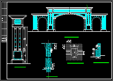 某小区大门建筑设计CAD方案施工图-图二