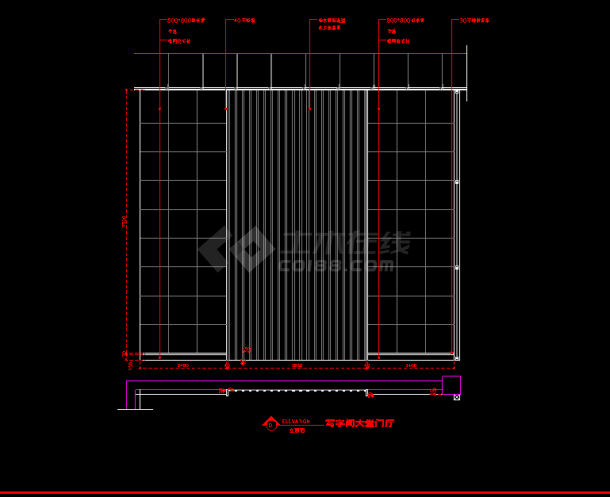 写字间大堂及电梯厅CAD平面设计装修图-图二