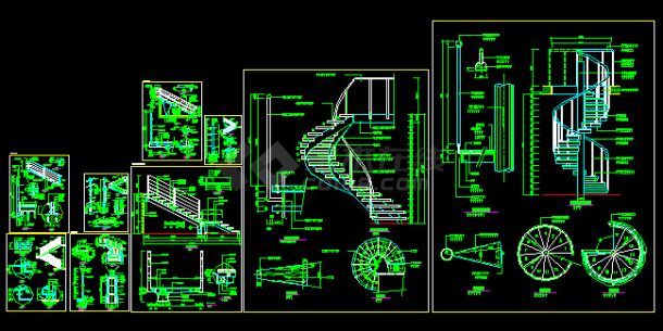 某楼梯扶手设计CAD全套施工图纸-图一