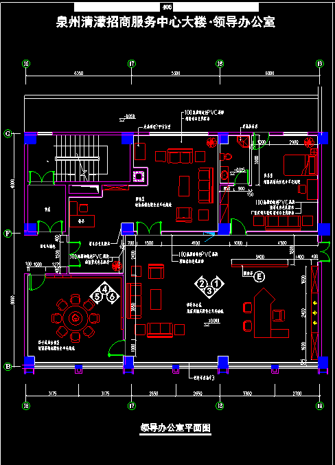 某招商服务中心大楼办公CAD设计装修图-图二