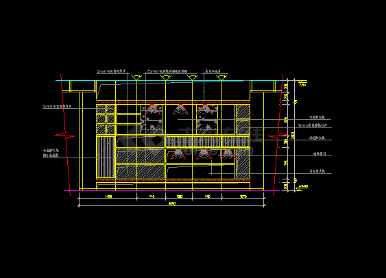 某室内装修书房设计CAD施工平面图-图二