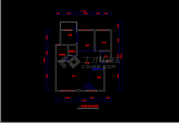 某地跃层户型装修CAD平面设计方案-图二