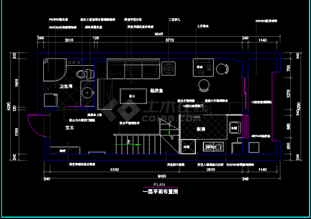 某市单身公寓装修CAD平面设计图-图二