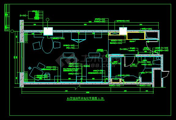 某大酒店客房样板装修设计CAD详图-图二