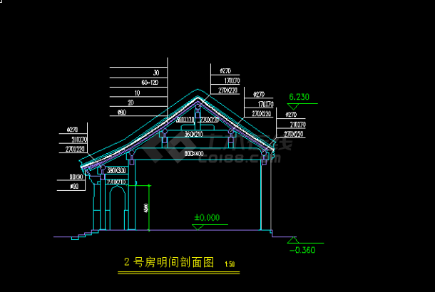 北京四合院式别墅设计方案全套CAD图纸-图二