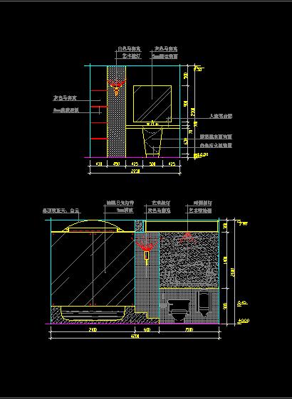 卫生间装修cad立面施工设计布置图-图二