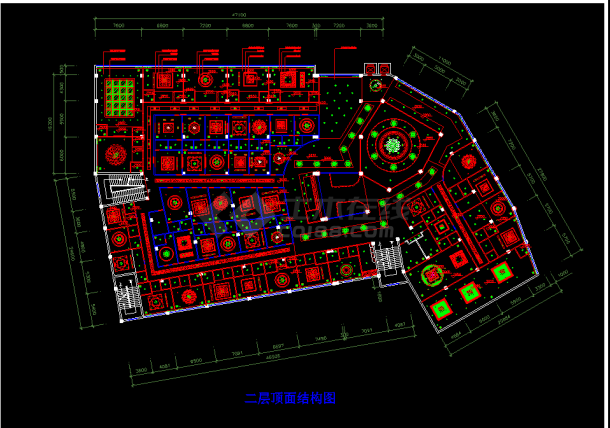 某市酒店顶面装修CAD平面设计图-图二