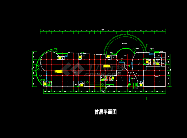 某国际商务港办公楼cad平面设计施工图-图二