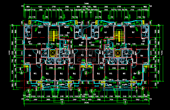 住宅电梯高层建筑施工设计CAD户型图-图二