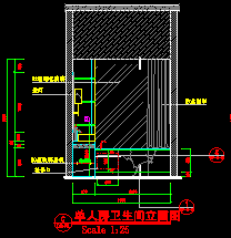 某酒店标准房卫生间装修CAD立面设计图-图二