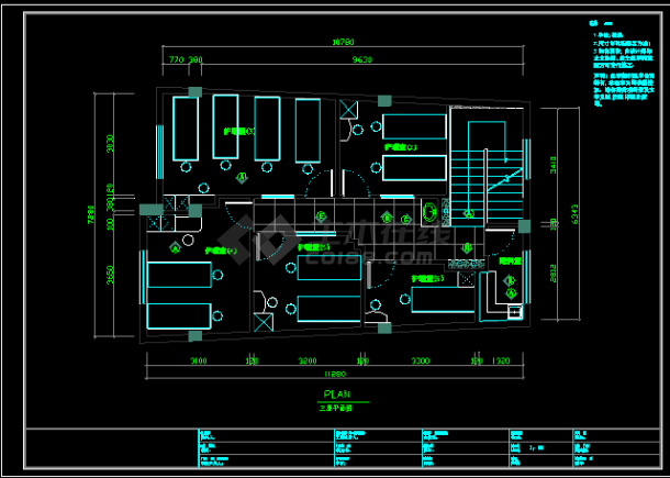 某美容院装修施工CAD平面设计图-图二