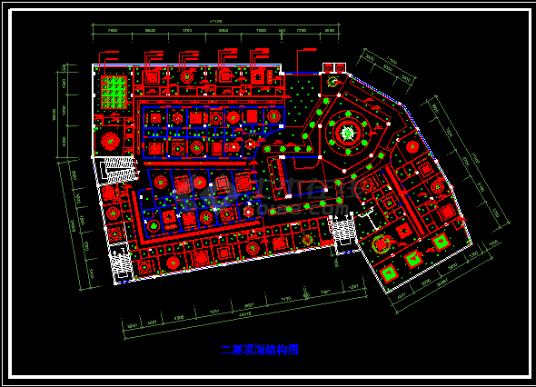 某酒店顶面施工装修CAD平面设计图-图二
