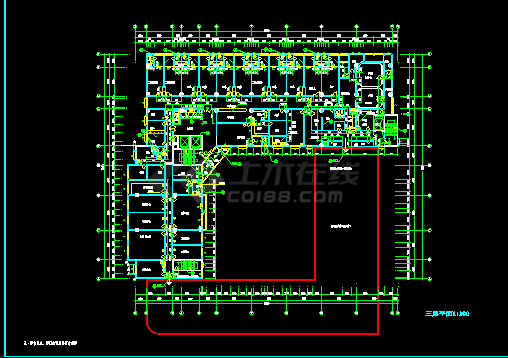 某十三层医院建筑CAD设计方案平面图-图二