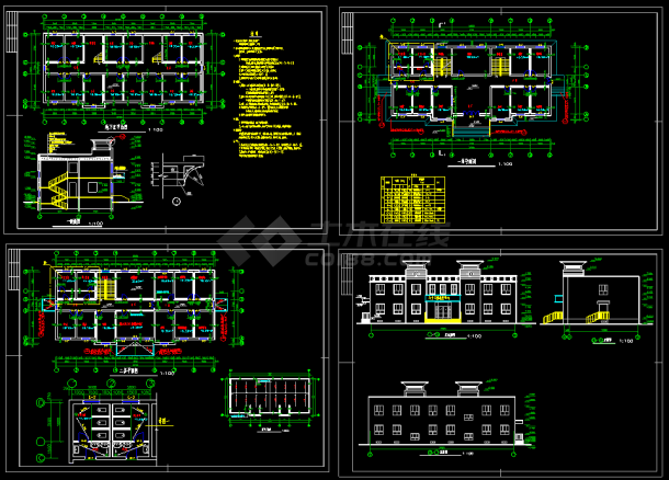 某市二层小型医院建筑施工CAD设计平面图-图一