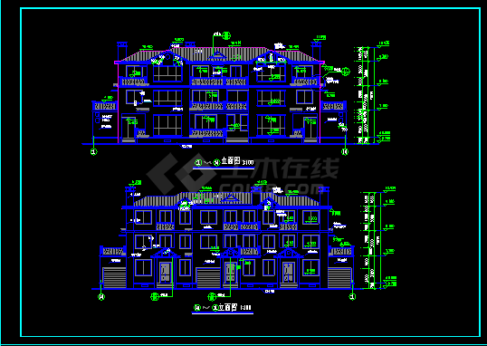 联排别墅建筑施工设计CAD全套图-图二