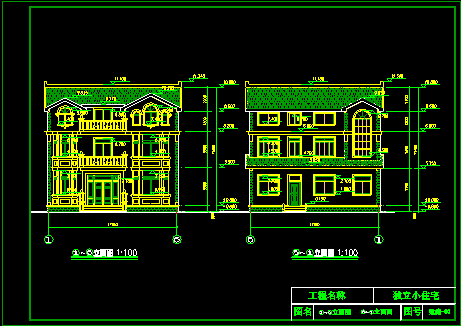 豪华欧式别墅施工设计CAD建筑图-图二