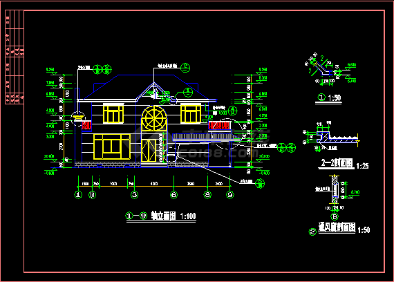 同升山庄C区B标准型别墅设计施工CAD建筑图-图二