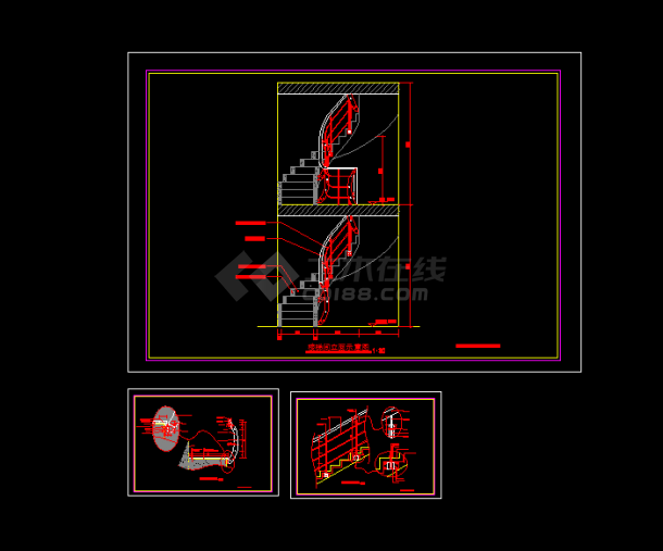 某旋转楼梯建筑节点施工CAD图纸-图一