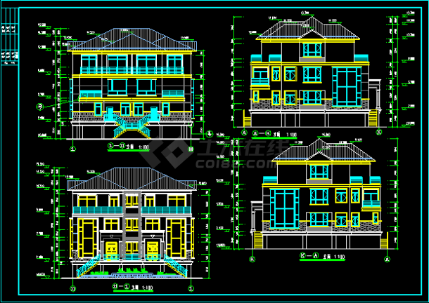 两套仿古别墅建筑设计施工CAD方案图纸-图二