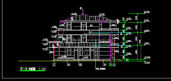 别墅样板楼建筑施工cad设计方案图纸-图二