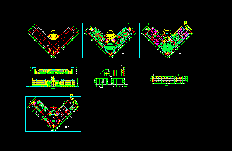 V字体滑雪俱乐CAD设计部方案图