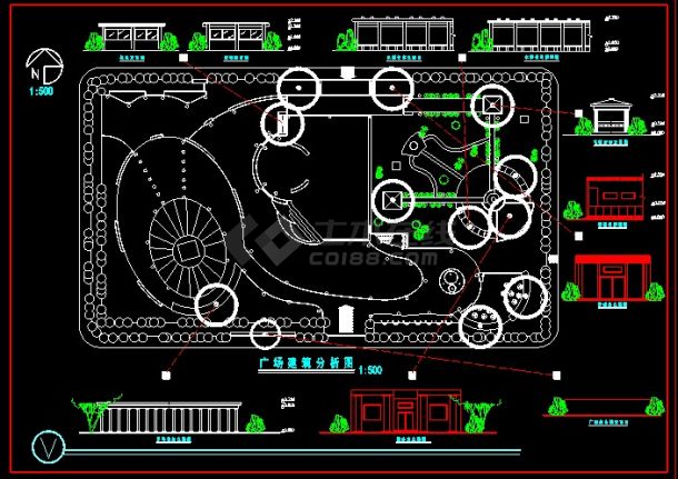 某大型广场规划cad设计详情图纸-图二