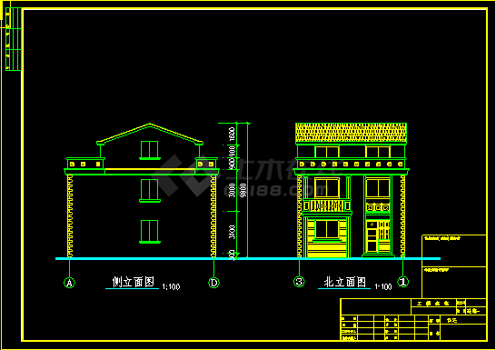 私人住宅设计方案施工CAD建筑图纸-图二