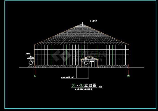 海珍品养殖大棚结构cad建筑施工详情图纸-图二
