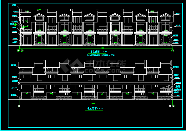 某联排别墅方案设计施工CAD建筑图纸-图二