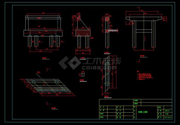某斜交板桥设计cad平面设计图纸