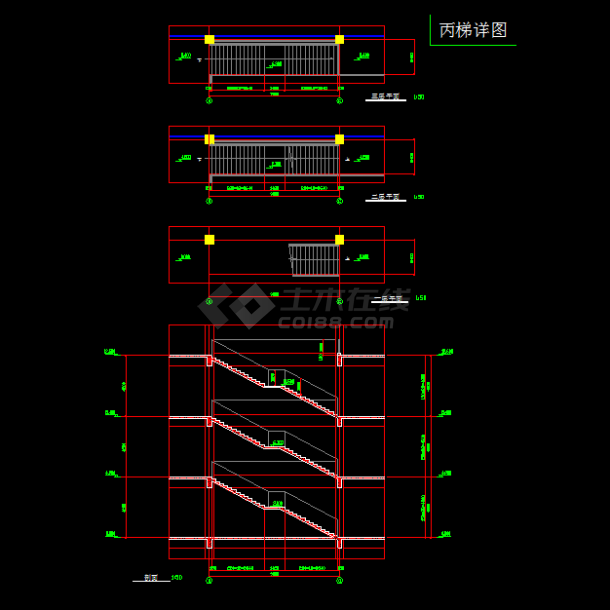 岳堤五层超市全套建筑设计方案CAD图-图二