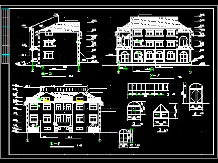 欧式错层别墅建筑施工cad设计方案图纸-图二