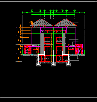 双拼豪华别墅建筑施工cad设计方案图纸-图二