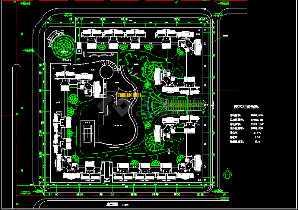  某地高层住宅小区平面绿化规划设计cad施工图-图二