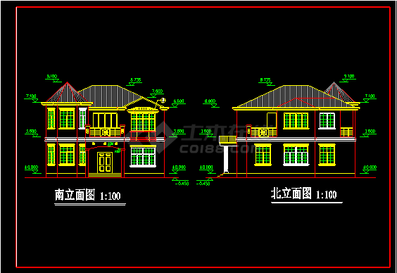 某小别墅建筑设计施工CAD方案图（带效果图）-图二