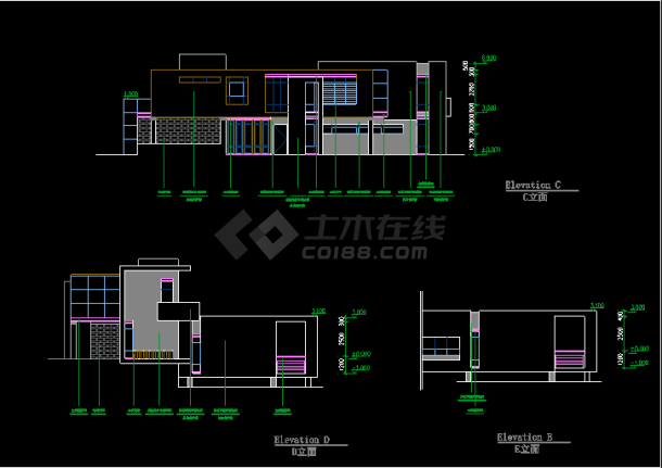 山地别墅建筑结构设计CAD方案带效果图-图二