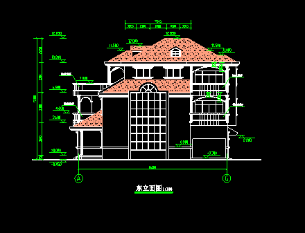 三层别墅扩出图带结构模型设计CAD图-图二