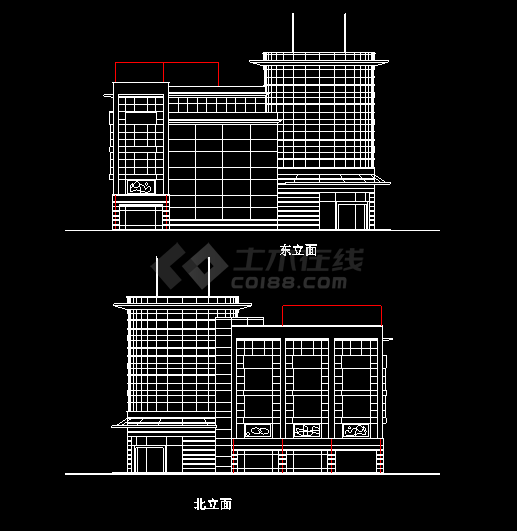 某岳堤超市建筑cad设计平面施工方案图-图二